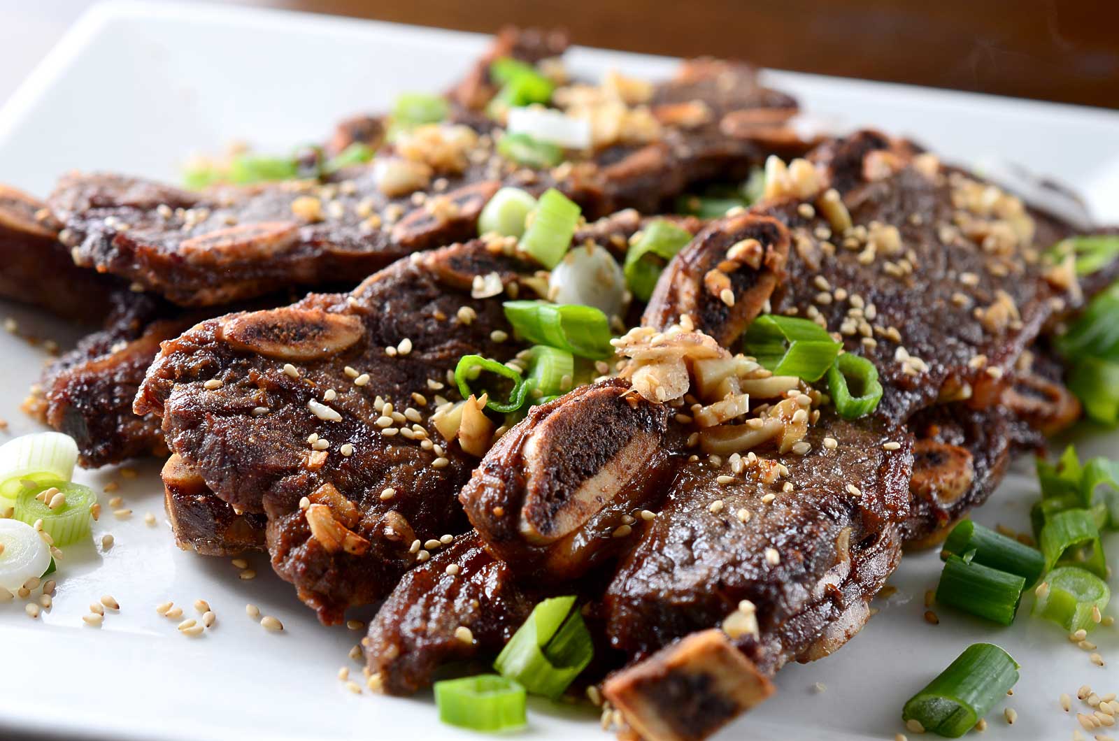 Ginger garlic flanken ribs